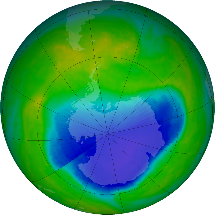Antarctic ozone map for 25 November 2001